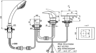 Смеситель на борт ванны Rav Slezak Dunaj D473.5P хром